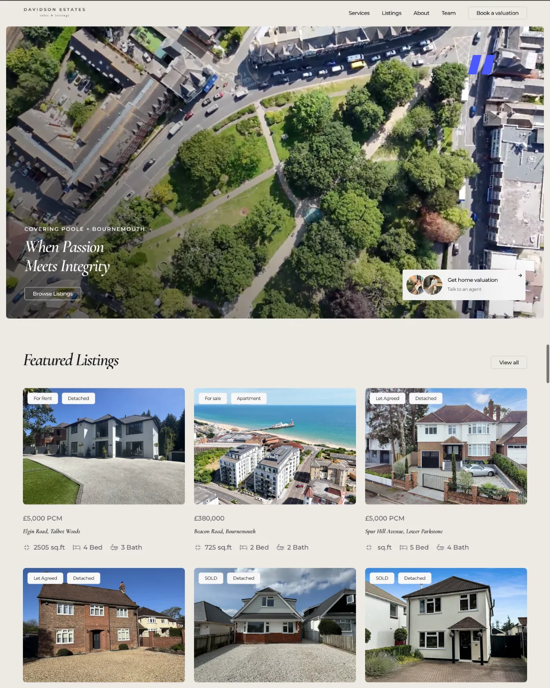 Davidson Estates sales & lettings website
